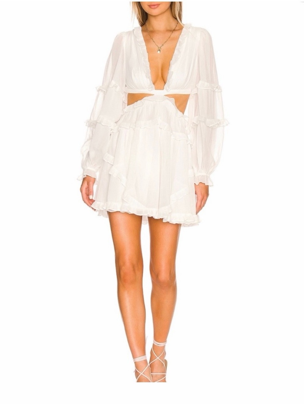 Michael Costello X Revolve White Ruffled Mini Dress